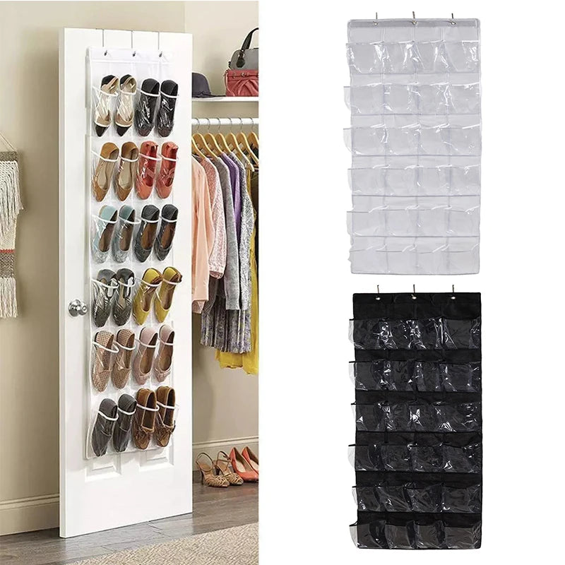 Rangement suspendu de porte pour chaussures - 24 poches